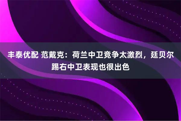 丰泰优配 范戴克：荷兰中卫竞争太激烈，廷贝尔踢右中卫表现也很出色