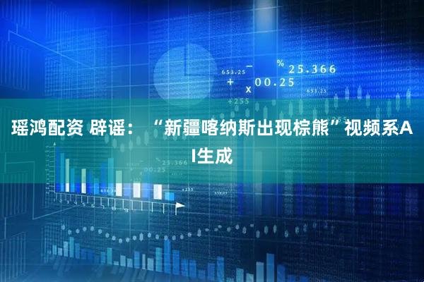 瑶鸿配资 辟谣: “新疆喀纳斯出现棕熊”视频系AI生成